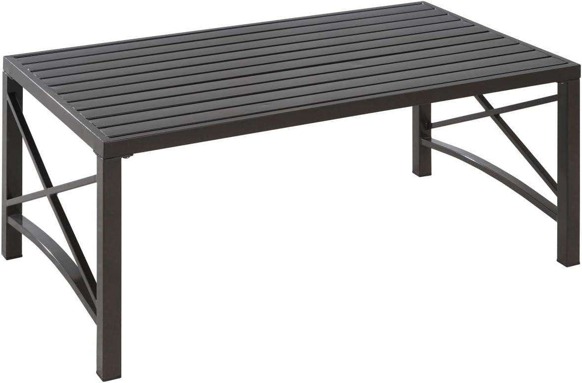 Luxi Metal 2-Piece Set Loveseat with Coffee Table in Dark Brown/Blue