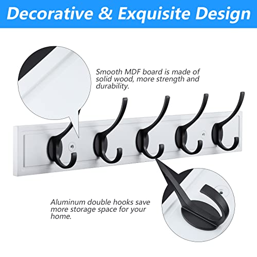 HOME MASTER HARDWARE Coat Rack Wall Mount Black, Wood Wall Mounted Coat Hooks for Hanging Coats, 27