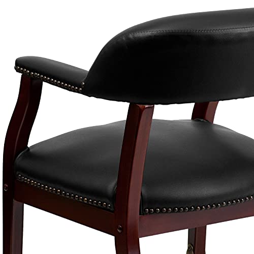 EMMA + OLIVER Navy Vinyl Luxurious Conference Chair with Casters