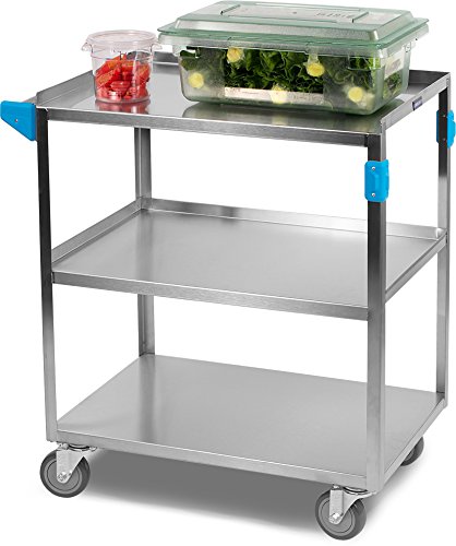 Carlisle FoodService Products Stainless Steel 3 Shelf Utility Cart, 15.5
