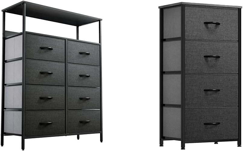 YITAHOME 8-Drawer Fabric Dresser with Shelves, Furniture Storage Tower Cabinet & Storage Tower with 4 Drawers - Fabric Dresser, Organizer Unit for Bedroom, Living Room, Closets & Nursery