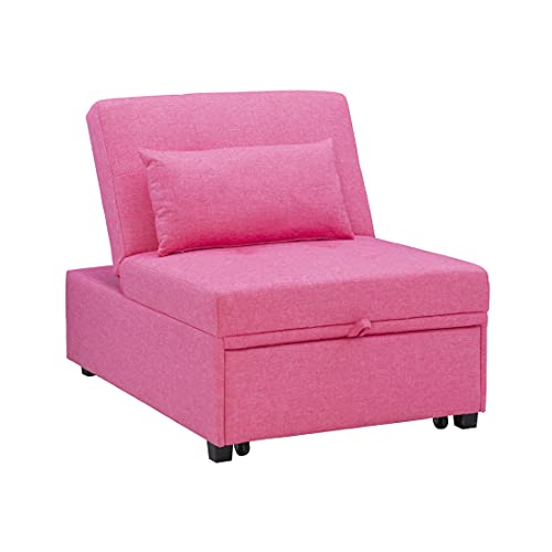 Powell Hot Pink Marnie Convertible Sofa Bed with Matching Roll Pillow