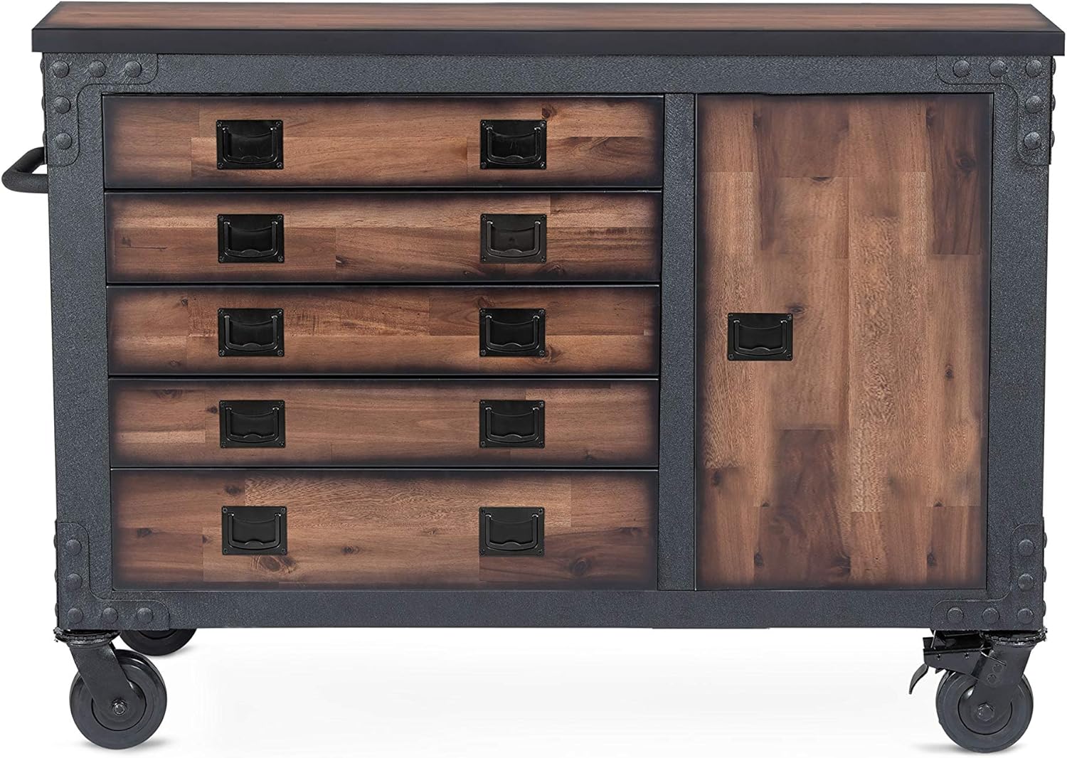 Duramax 48 in. 5-Drawers Garage Rolling Tool Chest with Dark Solid Wood Top