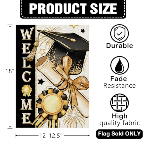 Welcome Summer Flamingo Decorative Garden Flag, Beach Coastal Tropical Palm Leaves Yard Outside Home Decoration, Hawaii Nautical Seasonal Burlap Outdoor Small Decor Double Sided 12 x 18