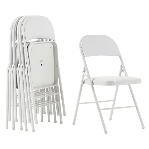 4PCS Elegant Folding Metal Chairs with Padded Seats,Potable Iron & PVC Durable Chairs for Convention & Exhibition Easy to take fit for Any Occasions 330lbs Capacity (Grey, 4 PCS)