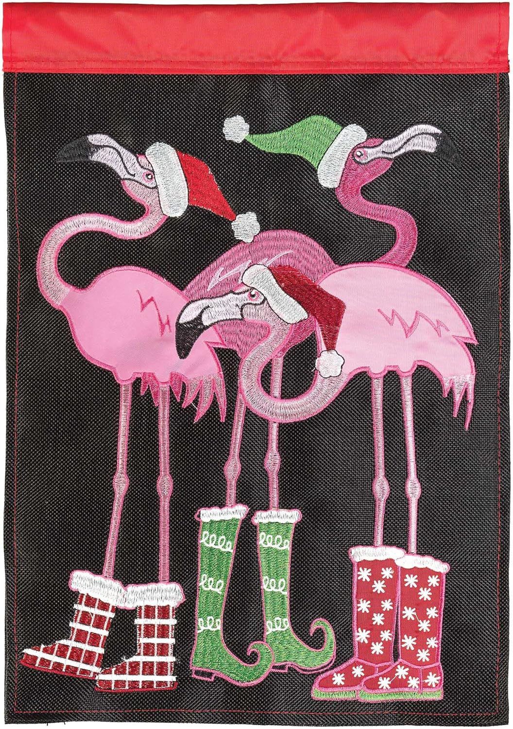 Magnolia Garden Christmas Pink Flamingos 13 x 18 Polyester Outdoor Hanging Garden Flag
