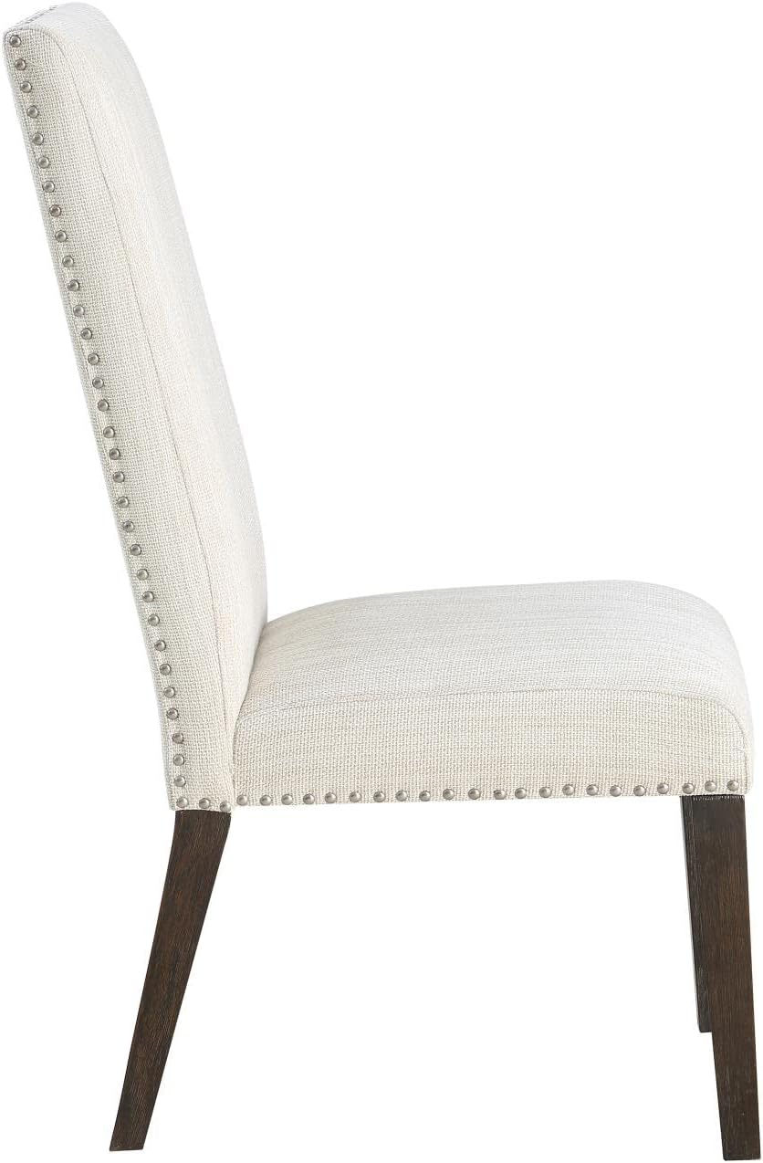 Steve Silver Upholstered Classic Styling, Dusty Charcoal Finish, Cream Fabric, Hutchins Dining Collection, Set of 2 Side Chair
