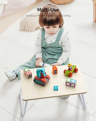 Foldable Lap Table, Laptop Bed Desk, Portable Study Table, Laptop Desk/Stand for Bed, Lightweight & Mini Table for Breakfast or Drawing - Maple