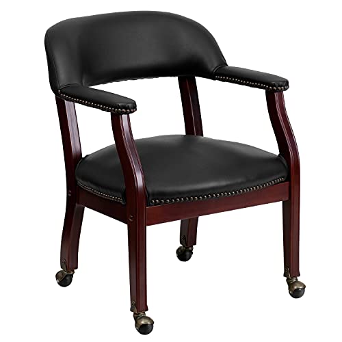 EMMA + OLIVER Navy Vinyl Luxurious Conference Chair with Casters