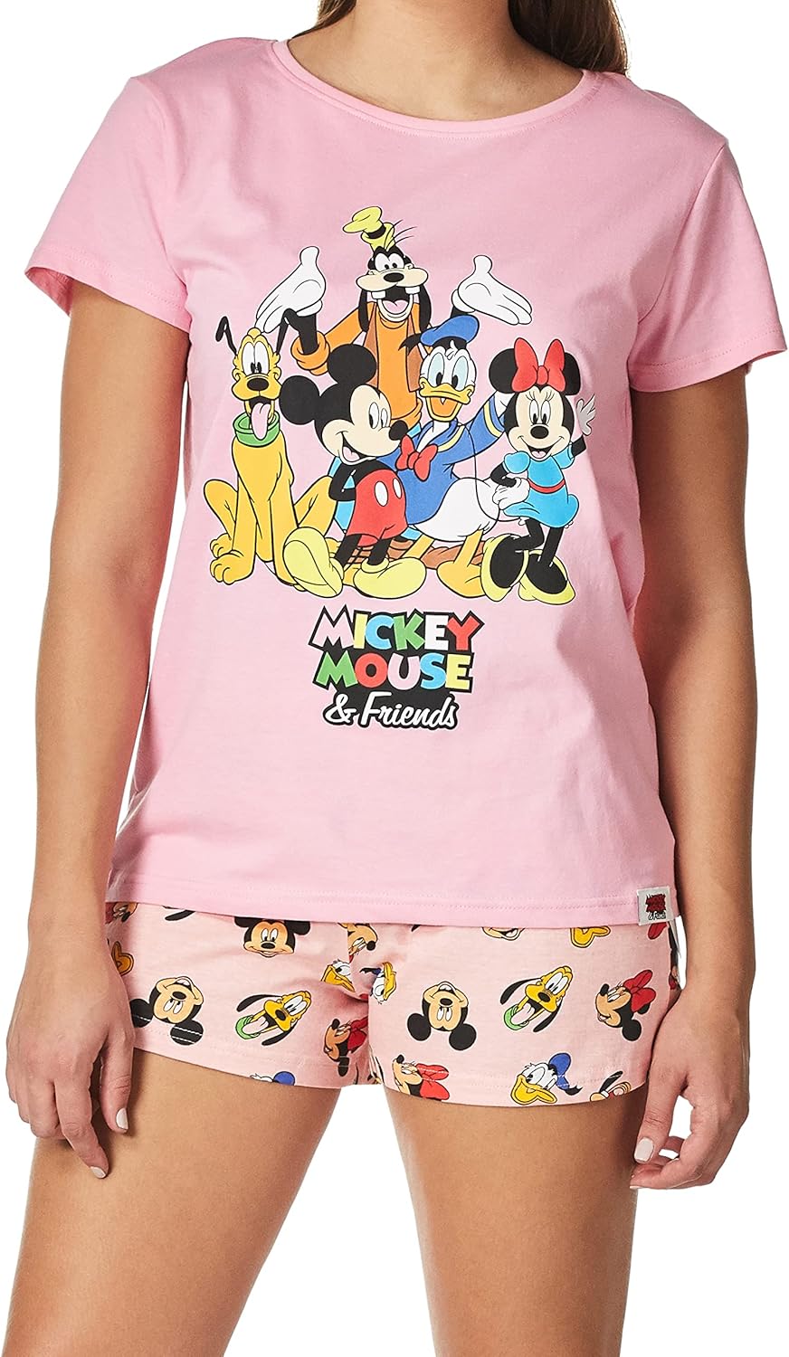 Disney Womens Mickey Mouse Minnie Mouse and Friends Pajamas Pink Small
