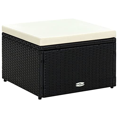 Footstool Ottoman Poly Rattan 20.9