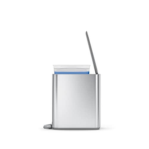 simplehuman Small Bathroom Trash Can with Lid, Stainless Steal Waste Basket, 5 Liter / 1.3 Gallon, Brushed