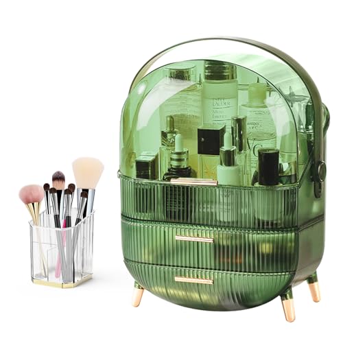 Makeup Organizer Countertop, Make up Organizers and Storage for Vanity, Cosmetics Skincare Organizers with Lid and Drawers, Cosmetic Display Cases for Bedroom, Bathroom, Ideal Gifts for Women(White)