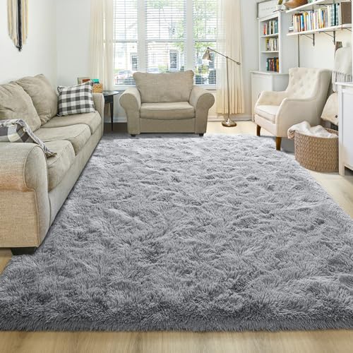 junovo Soft Rainbow Area Rugs for Girls Room, Fluffy Colorful Rugs Cute Floor Carpets Shaggy Playing Mat for Kids Baby Girls Bedroom Nursery Home Decor, 2ft x 6ft Tie-dyed Rainbow