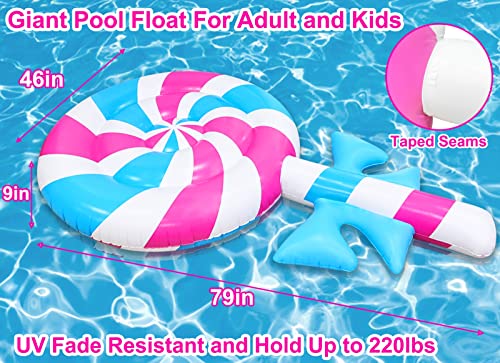 Pool Floats for Adult with Canopy & 2 Cup Holders, XL Pool Lounger Chairs with Detachable Shade Mesh Seat and Headrest, Floating Inflatable Tanning Floaties for Hawaiian Pool Party Summer Water Fun