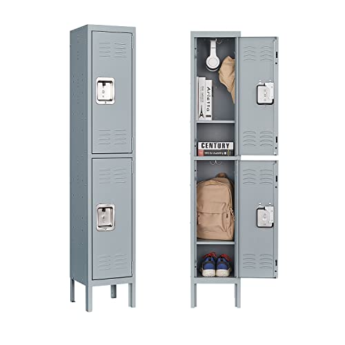 Metal Locker Steel Storage Cabinet with 2 Doors for Office School Gym Metal Storage Locker Cabinets for Employees Students Steel Locker