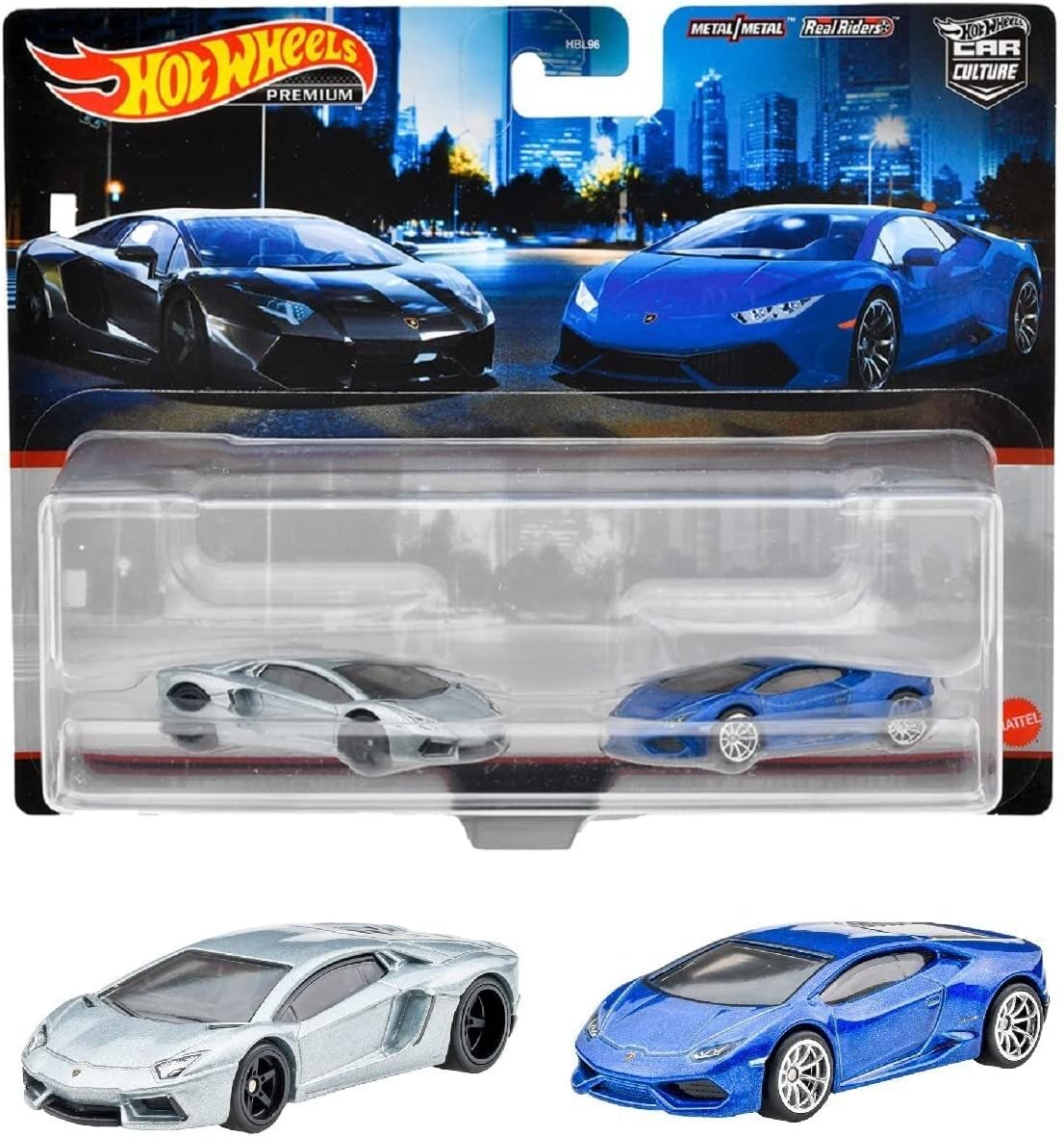 Hot Wheels Premium Car Culture 2-Pack Lamborghini Aventador Coupe and Lamborghini Huracán LP 610-4