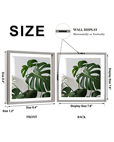 Egofine 8x10 Floating Frames Set of 2, Double Glass Picture Frame, Made of Solid Wood Display Any Size Photo up to 8x10, Wall Mount or Tabletop Standing, White