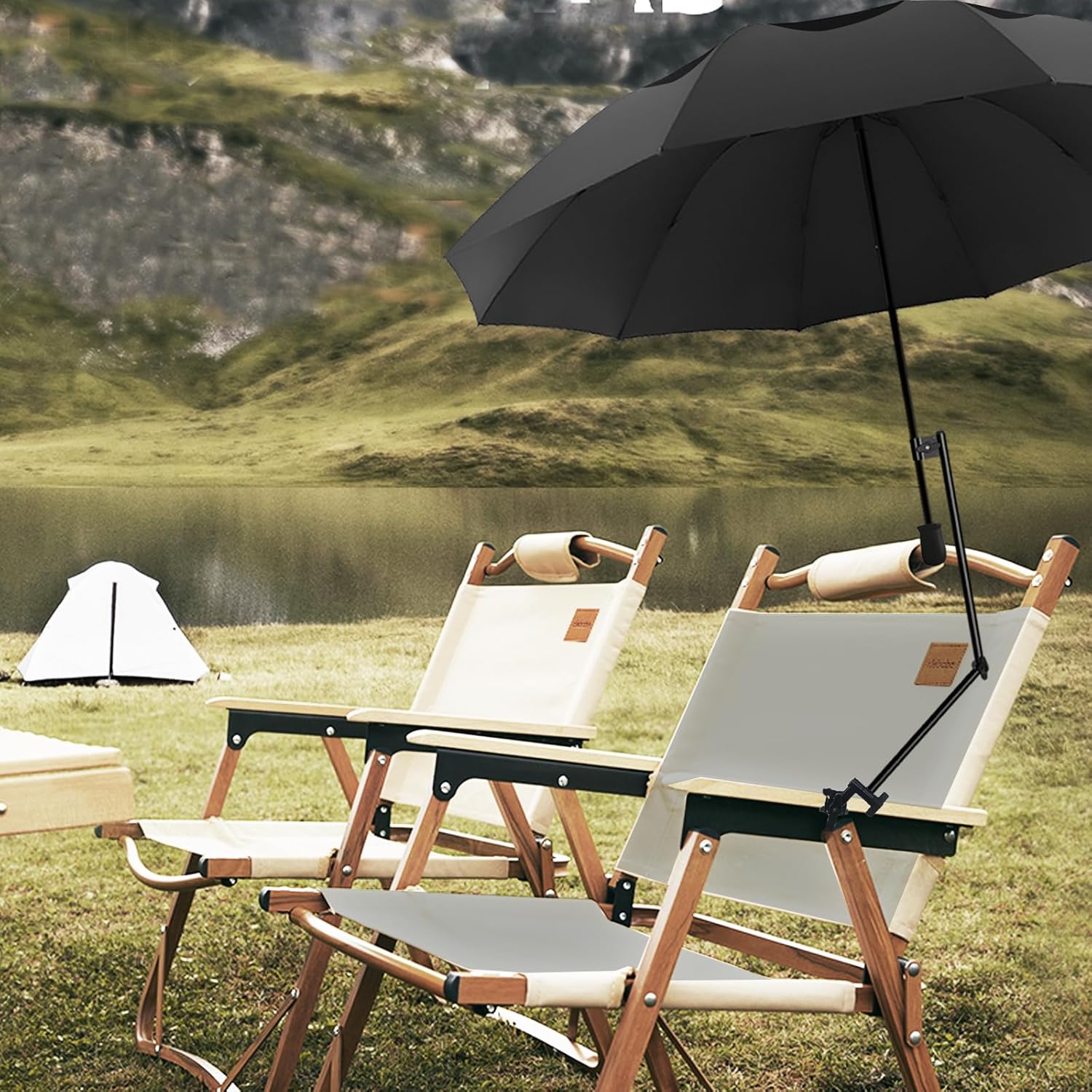 2 PCS Chair Umbrella with Universal Clamp 43 inches and 360-degree Swivel UPF 50+