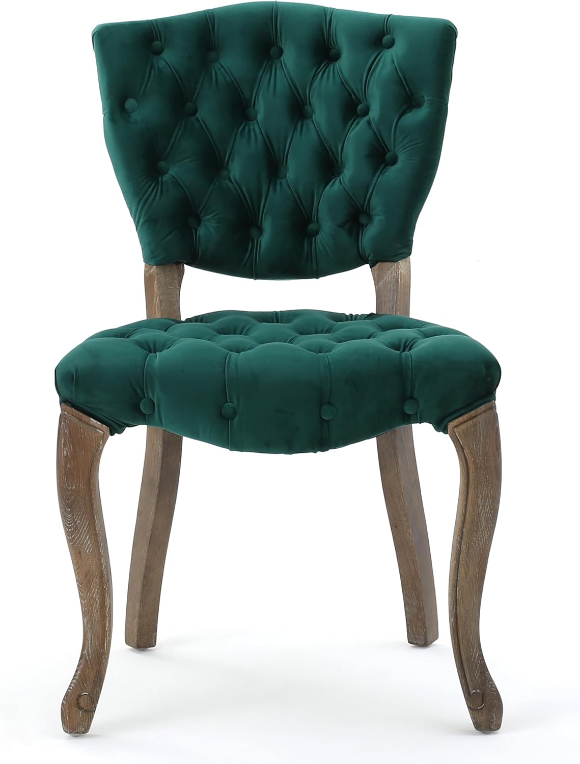Christopher Knight Home Bates Tufted Velvet Fabric Dining Chairs, 2-Pcs Set, Dark Green