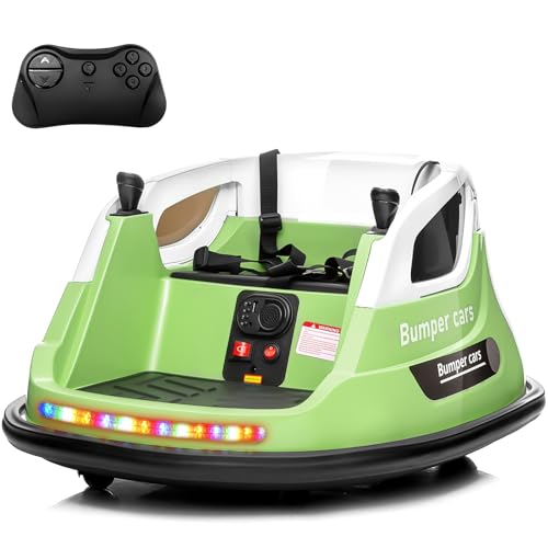 12V Bumper Car for Toddler & Kids, JOYRACER Electric Ride on Bumper Car w/3 Speed Remote Control, 5-Point Harness, Bluetooth Music, 360°Spin, LED Lights, Christmas Toy Gift for Boys Girls, Orange