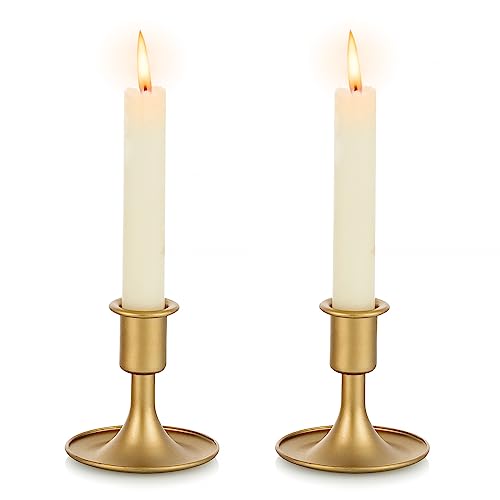 Sziqiqi 6pcs Gold Candlestick Holder for Wedding Centerpiece Small - Candle Holders for Taper Candles Table Centerpieces Alloy Candle Stick Holders for Fireplace Mantle
