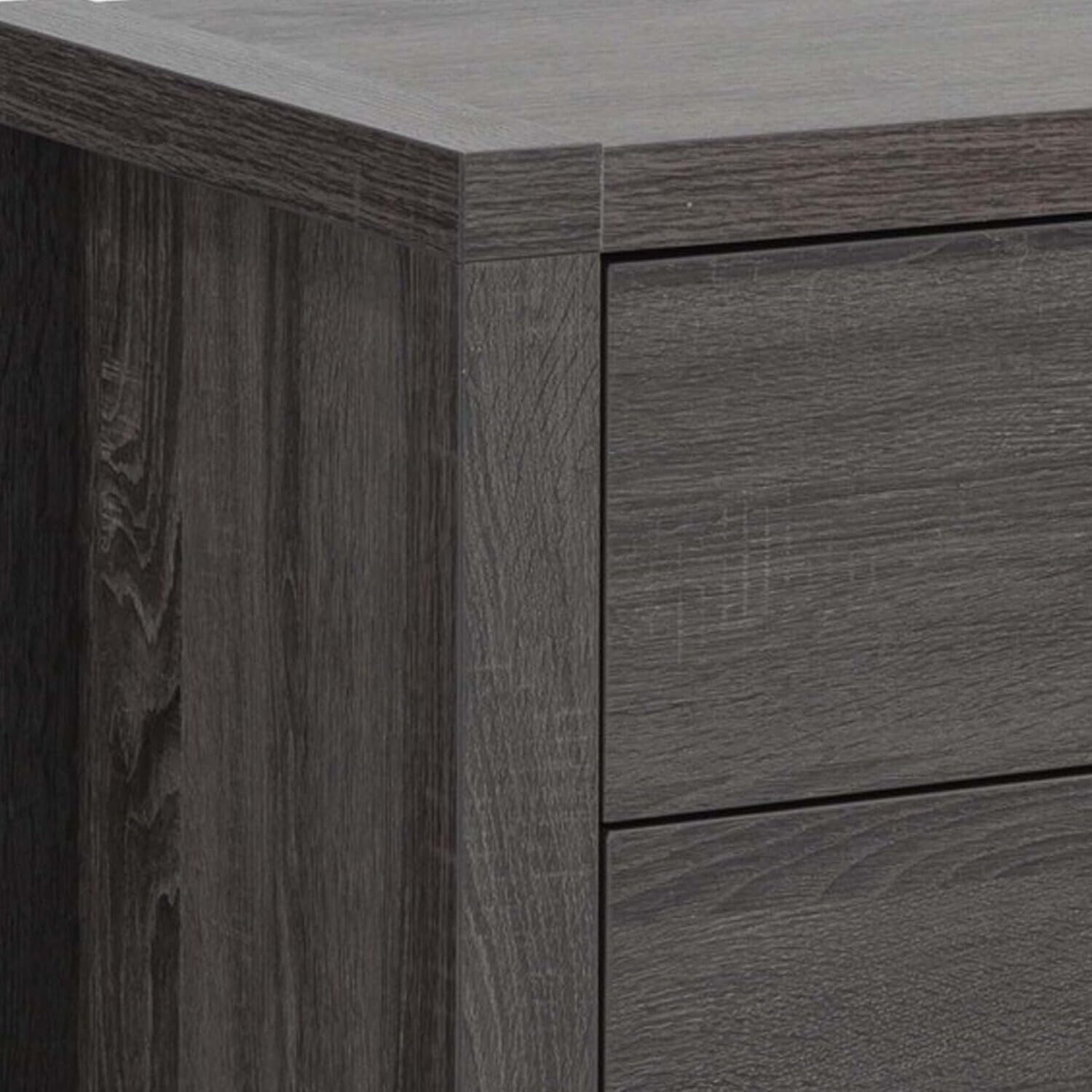 Modern Motifs Lou 51 Inch Modern Office Credenza File Cabinet, 2 Drawers, Wheels, Gray