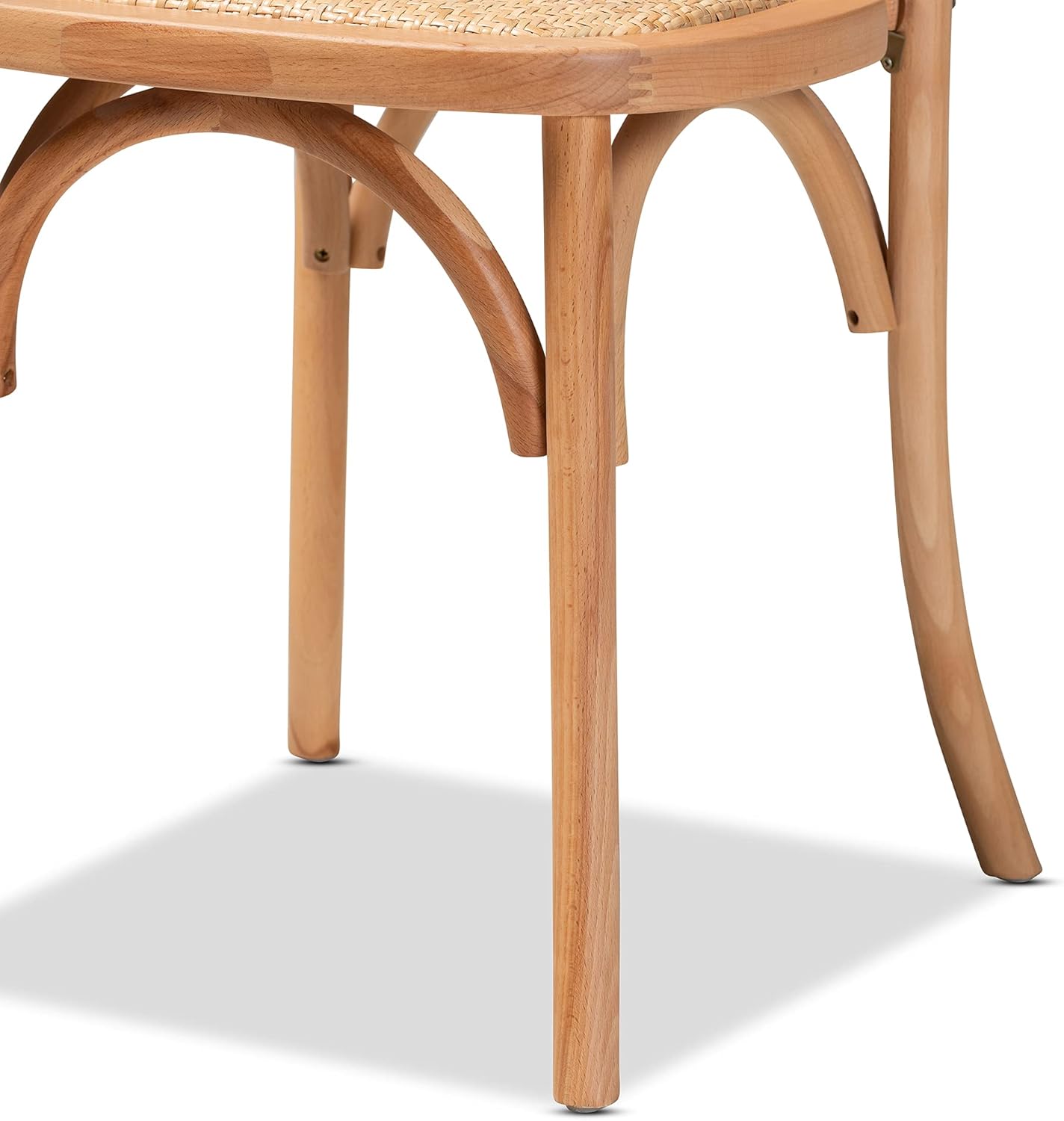 Baxton Studio Tartan Dining Chairs, Natural Brown