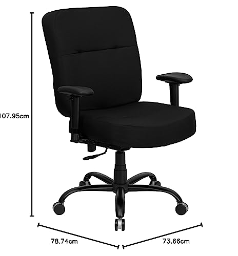 Flash Furniture HERCULES Series Big & Tall 400 lb. Rated Black LeatherSoft Executive Ergonomic Office Chair with Adjustable Arms