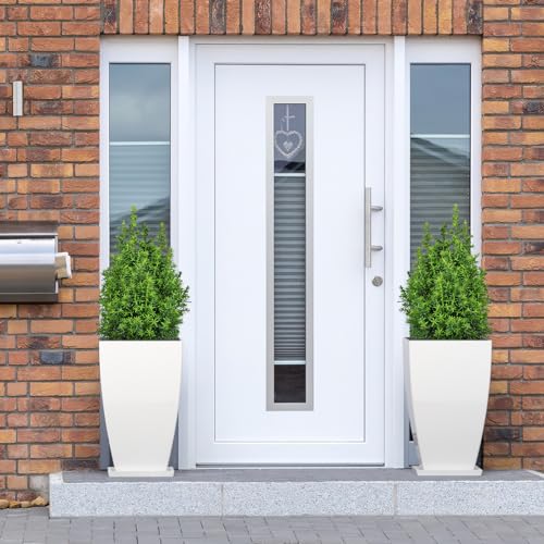 Large Square Tall Planters - 21'' Lightweight Flower Pots with Drainage Design for Indoor/Outdoor (Black, 2 Set)