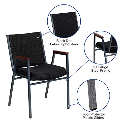 Flash Furniture HERCULES Series Heavy Duty Gray Fabric Stack Chair with Arms and Ganging Bracket