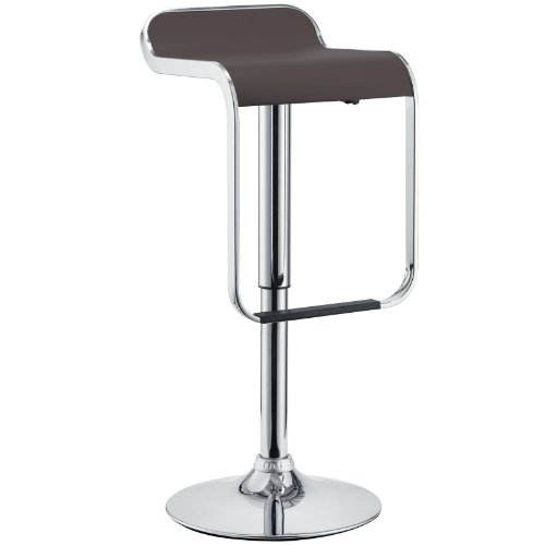 Modway LEM Mid-Century Modern Faux Leather Upholstered Adjustable Swivel Bar Stool in White