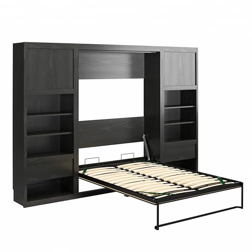 Signature Sleep Full Wall Bed Cabinet Bundle in Black Oak