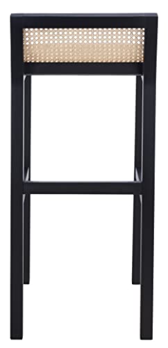 Safavieh Home Collection Saito Black and Natural Low Back Cane 31.5-inch Bar Stool