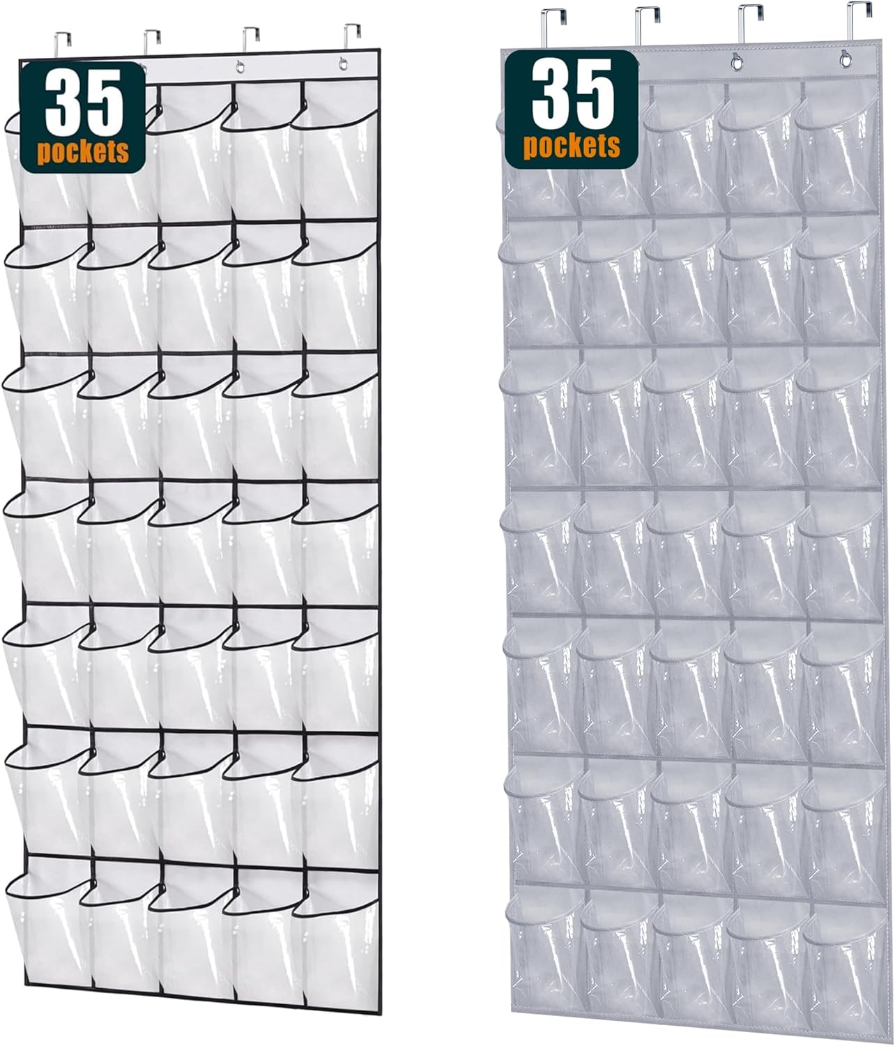 MISSLO 35 Clear Large Pockets Over The Door Shoe Organizer Sturdy Oxford Fabric Hanging Shoe Rack