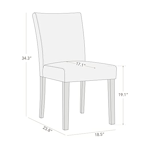 Simple Deluxe Kitchen Room Upholstered Fabric Dining Table Chairs with Wood Legs, 19 Inch, Gray