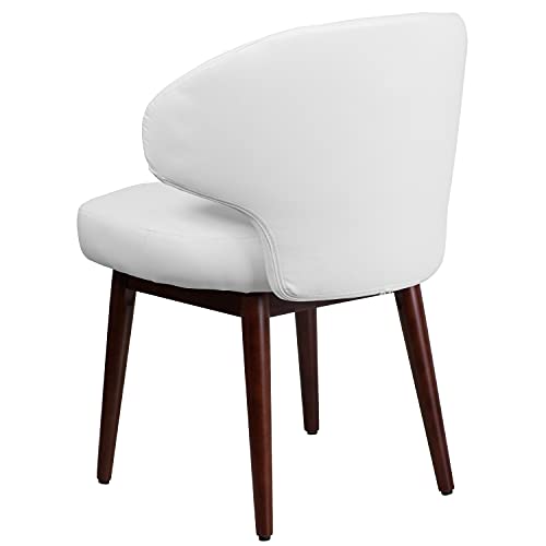 EMMA + OLIVER Brown LeatherSoft Side Reception Chair with Walnut Legs