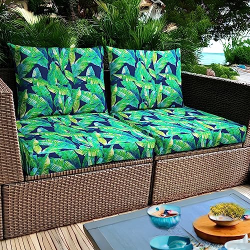 Outdoor Arholma Kuddarna Slip Covers |Black and White Cabana Stripe | Compatible with IKEA | includes 2 Arholma Pillow Covers and 2 Arholma Seat Covers - Set of 4