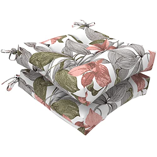 LVTXIII Outdoor Wicker Seat Cushions, Decorative Tufted Chair Pads 19”x19”x5” Seat Cushion Sets for Patio Garden Home Office Chair, Round Back, Set of 2, Clemens Noir Blue