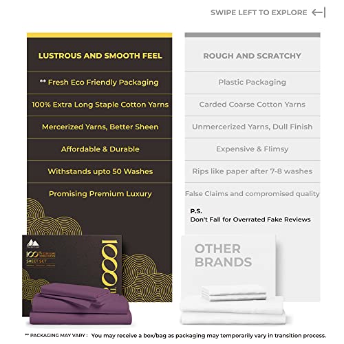 MAYFAIR LINEN 100% Pure Egyptian Cotton Sheets Queen Size - 1000 High Thread Count Sheets Queen, 4 PC White Luxury Hotel Sheet for Queen Size Bed, 16