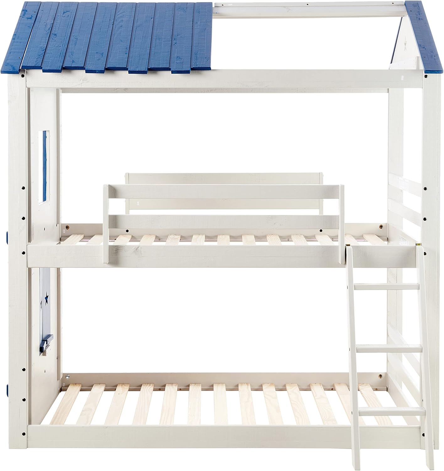 DONCO Kids Stargazer Novelty Twin Over Twin Bunkbed in Light Grey & Blue Finish
