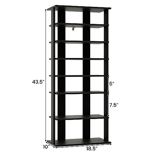 Tangkula 8 Tiers Vertical Shoe Rack, Patented Space Saving Corner Shoe Rack for 7 Pairs, Narrow Shoe Rack for Front Door Entryway
