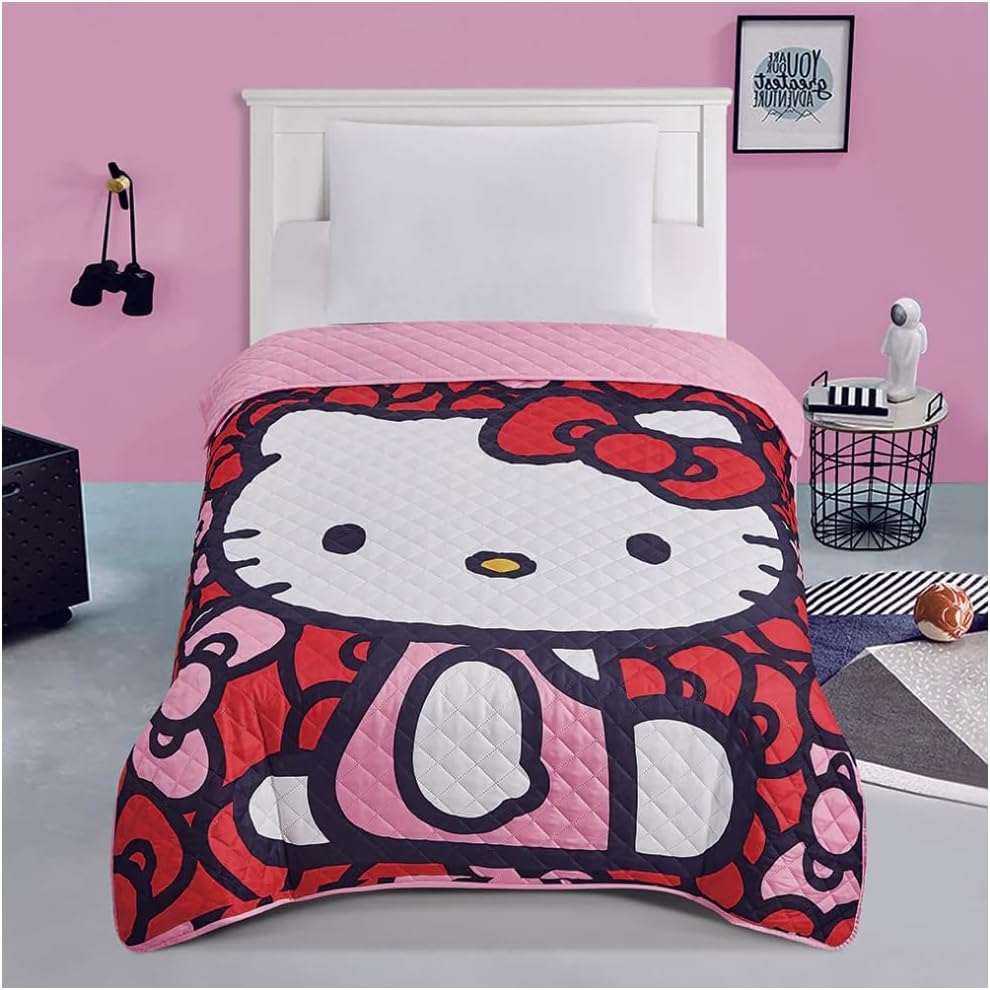 Jay Franco Hello Kitty World of Bows Twin Quilted Bedspread Only