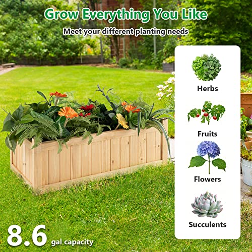 Giantex 15” Planter Raised Garden Bed - Wooden Planting Box, Outdoor Folding Square Planter w/Removable Bottom, Premium Drainage System for Herbs, Fruits, Flowers, Succulents, Simple Assembly