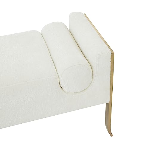 Tov Furniture INES Cream Textured Velvet Bench
