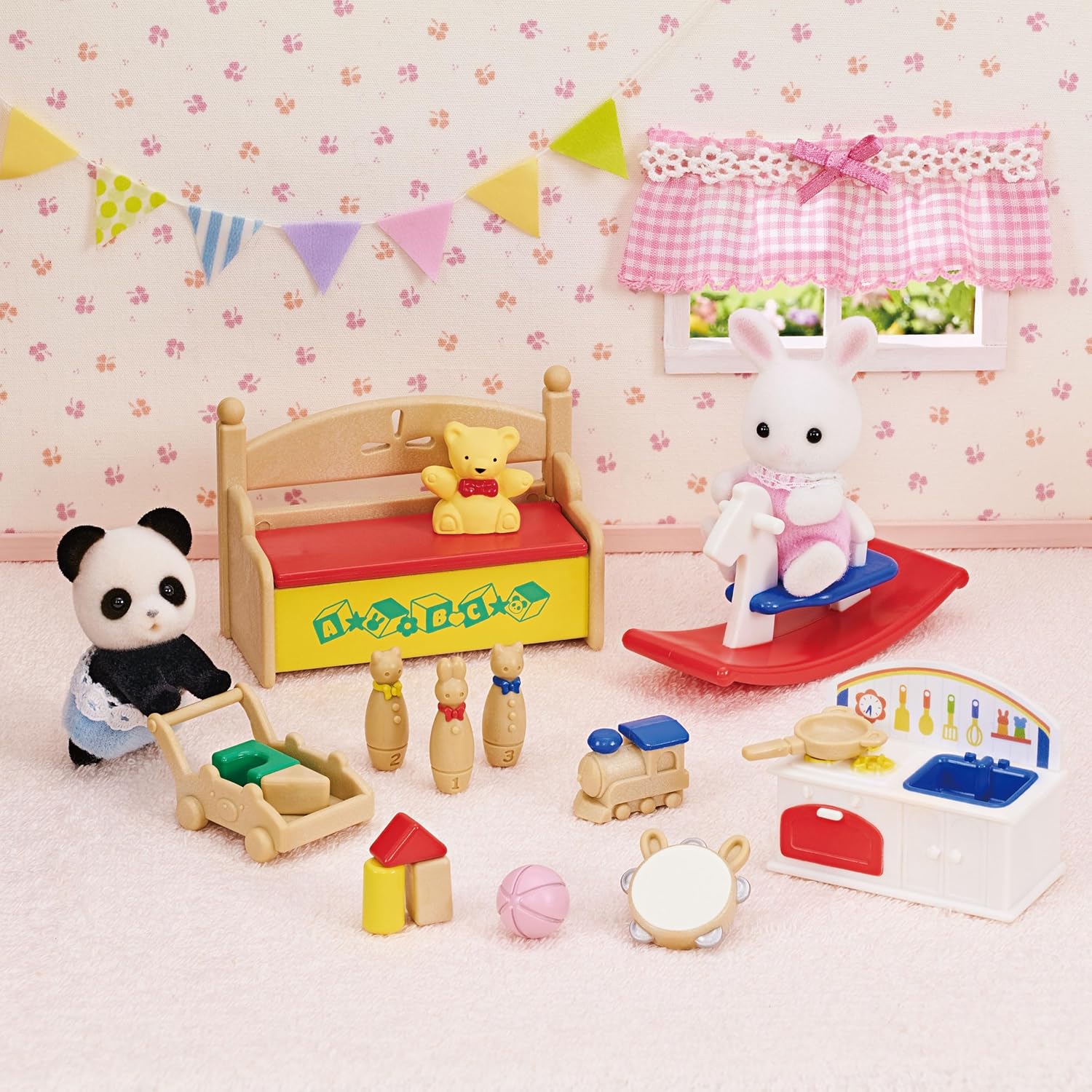 Calico Critters Baby's Toy Box - Includes Snow Rabbit and Panda Babies