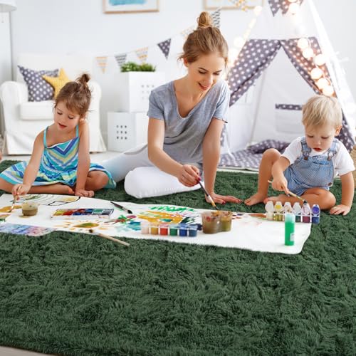 Soft Wine Red Rugs for Bedroom, 6x9 Feet Fluffy Carpets, Indoor Modern Plush Area Rugs for Living Room Kids Girls Room, Non-Slip Shag Rug for Nursery Home Decor, Wine Red