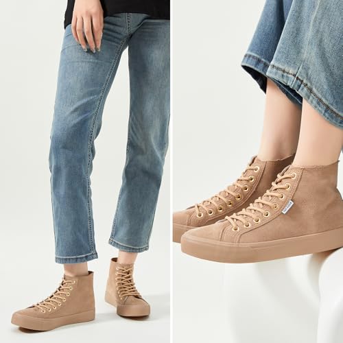 hash bubbie Women's High Top Sneakers Lace up Fashion Sneakers Canvas High Tops Shoes Tennis Shoe