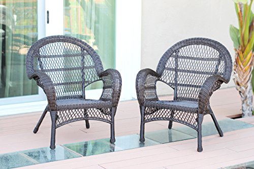 Jeco Set of 2 Wicker Chairs, White