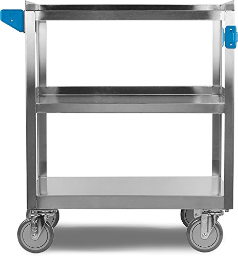 Carlisle FoodService Products Stainless Steel 3 Shelf Utility Cart, 15.5